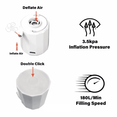 Mini Inflator, Deflator With Torch 3 in 1 Rechargeable