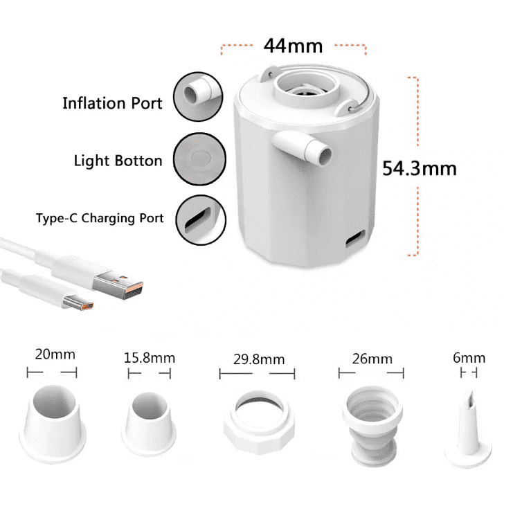 Mini Inflator, Deflator With Torch 3 in 1 Rechargeable